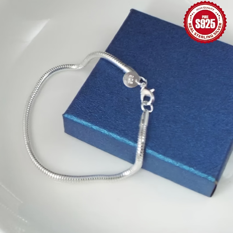925 Sterling Silver Snake Bone Bracelet Set for Couples